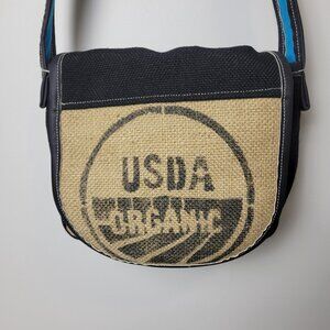 Burlap Sustainable USDA Organic Crossbody Messenger Bag Beige Black Blue Earth
